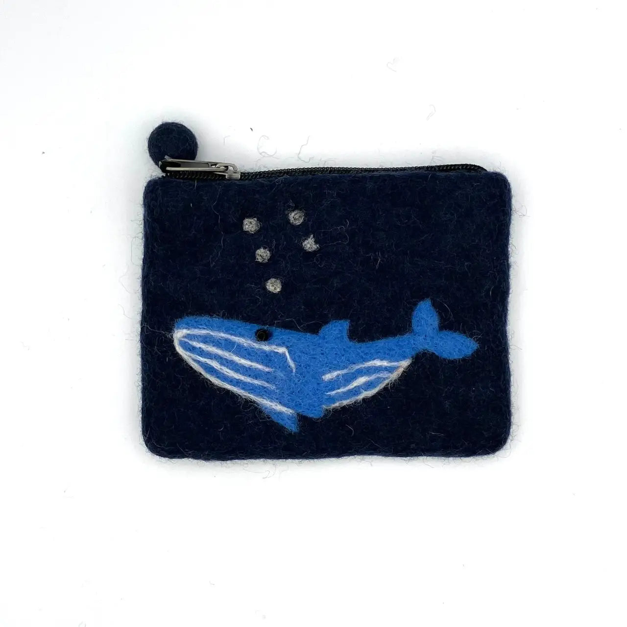 Women Of The Cloud Forest Felt Coin Purse - Blue Whale