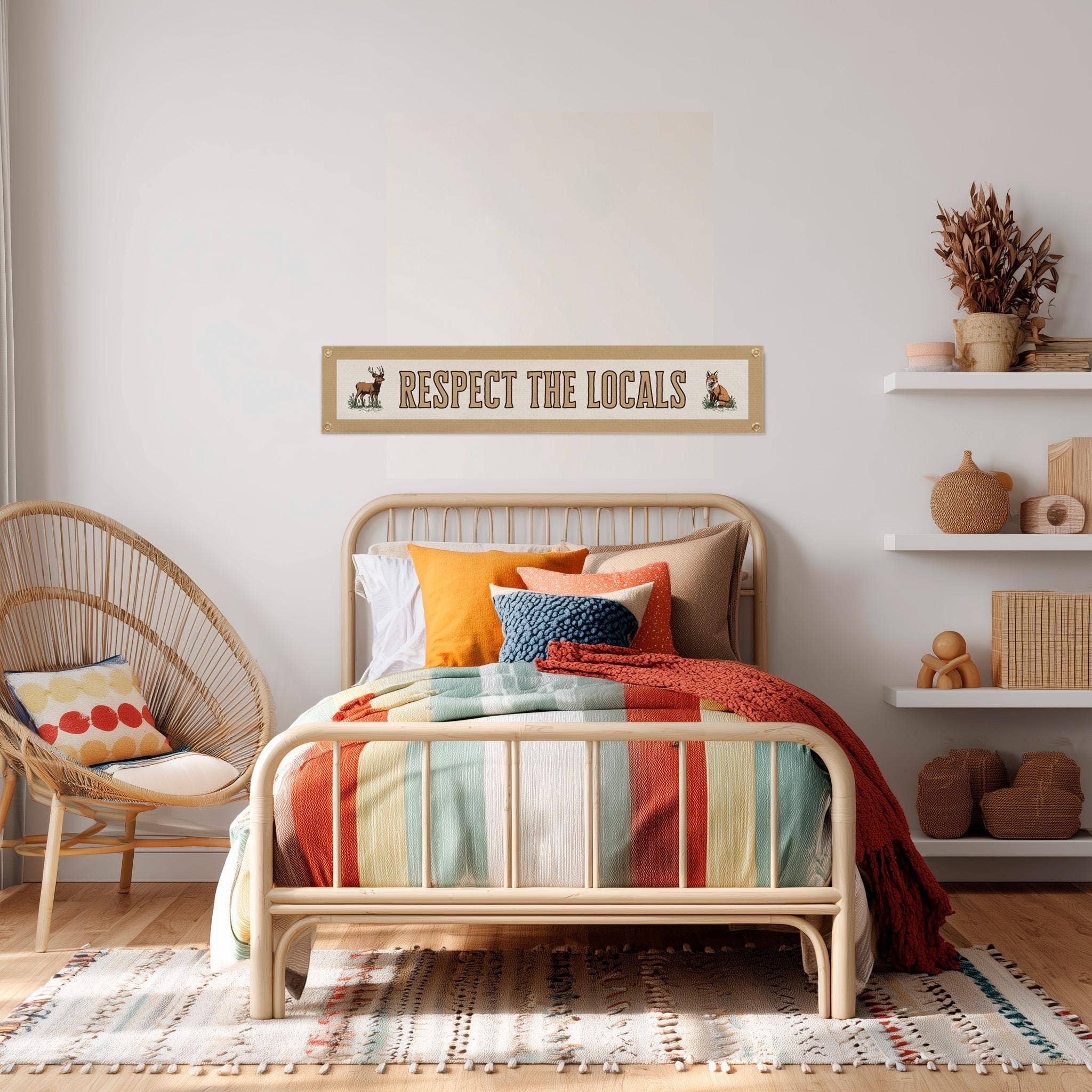 Benoit’s “Respect The Locals” Vintage Inspired Felt Banner - Beige