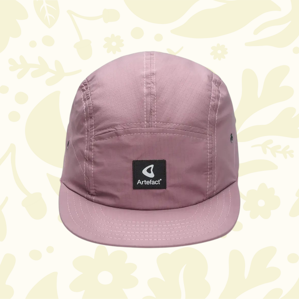 Forager Provisions LTD Artefact Eco Cirrus 5-panel cap in pastel pink made from upcycled technical fabric.