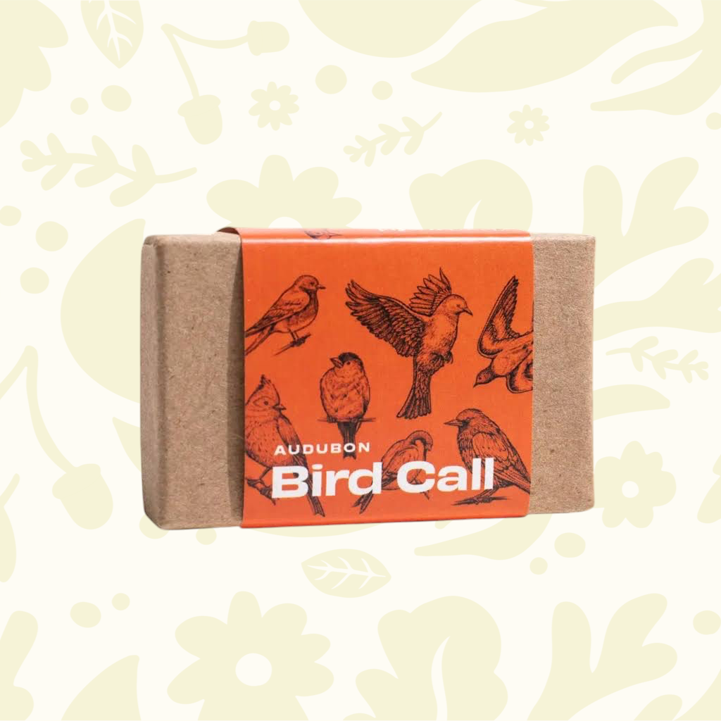 Stemcell Audubon Bird Call box with orange bird art label on a floral background, ideal for birdwatching enthusiasts.