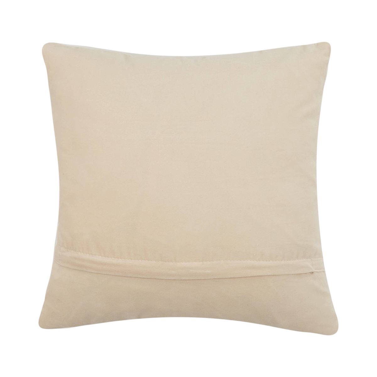 Forager Provisions LTD square cushion with a plain beige velveteen back and a hidden zipper closure