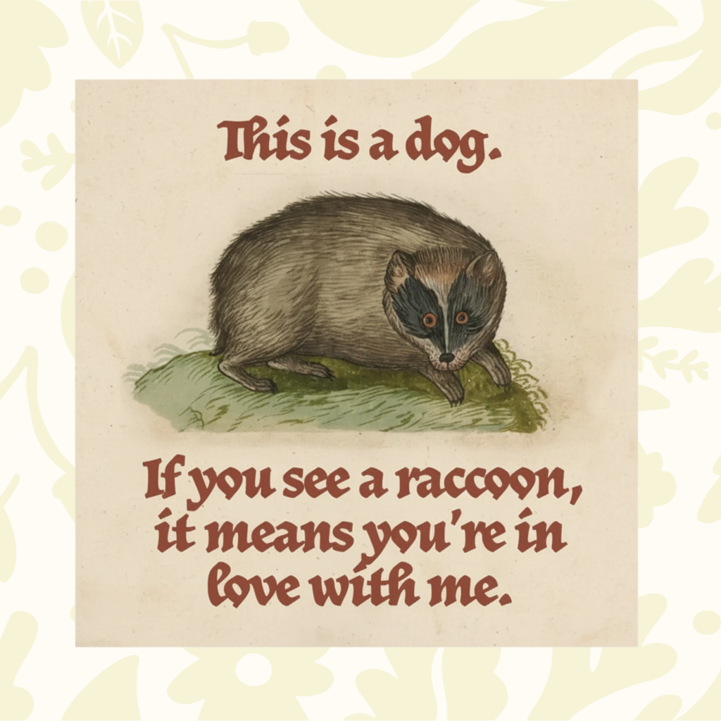 Forager Provisions LTD Betiobca greeting card featuring a vintage-style raccoon illustration and funny romantic text.