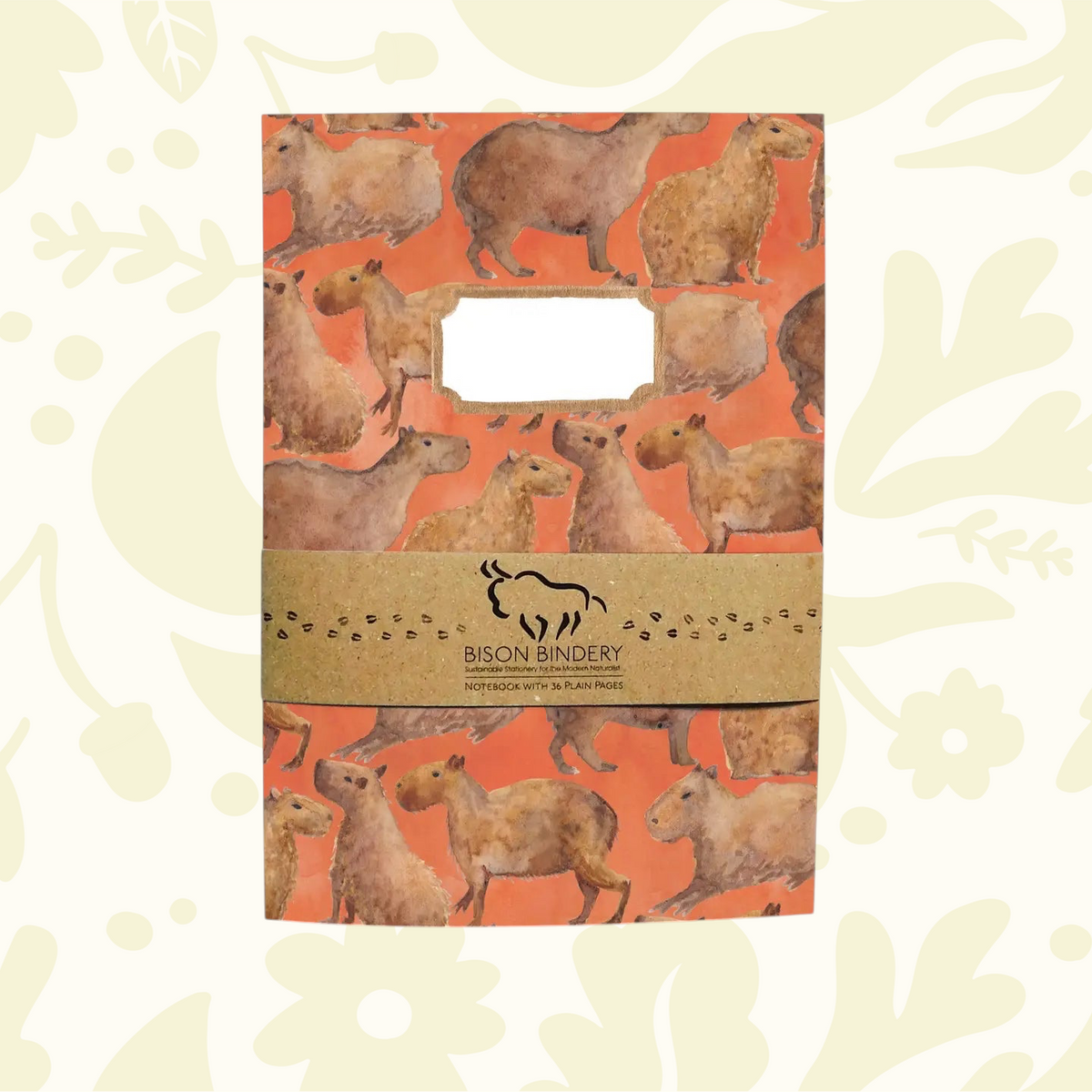 Forager Provisions LTD Bison Bindery A5 recycled notepad with orange capybara illustration and blank label