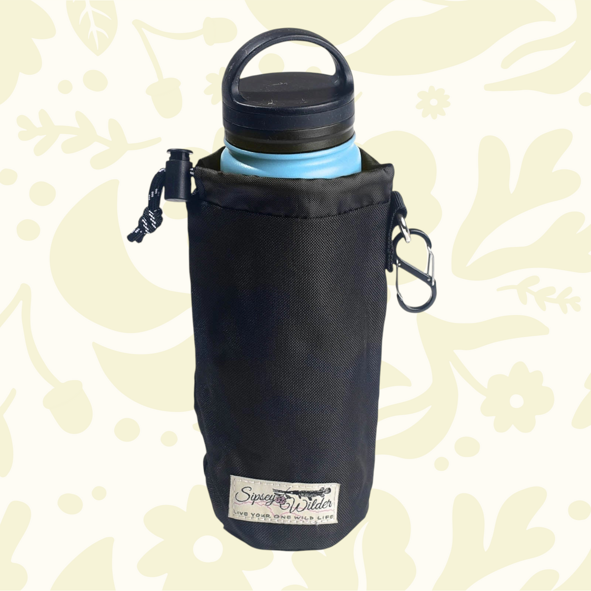 Forager Provisions LTD Sipsey Wilder black water bottle holder with adjustable strap and carabiner