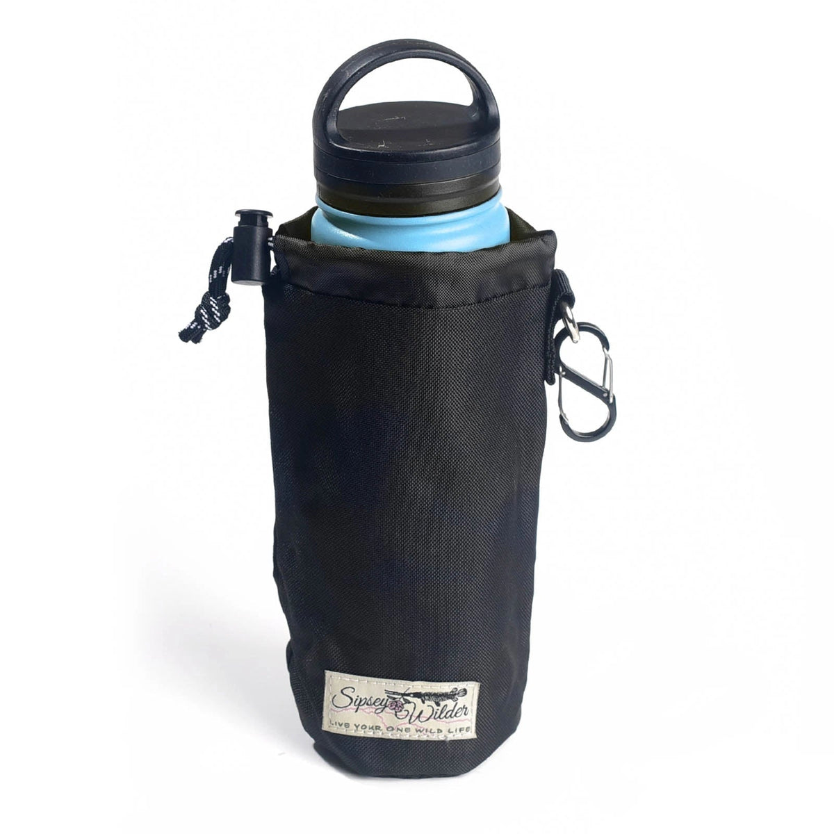 Forager Provisions LTD Sipsey Wilder black water bottle holder with adjustable waist strap and carabiner clip