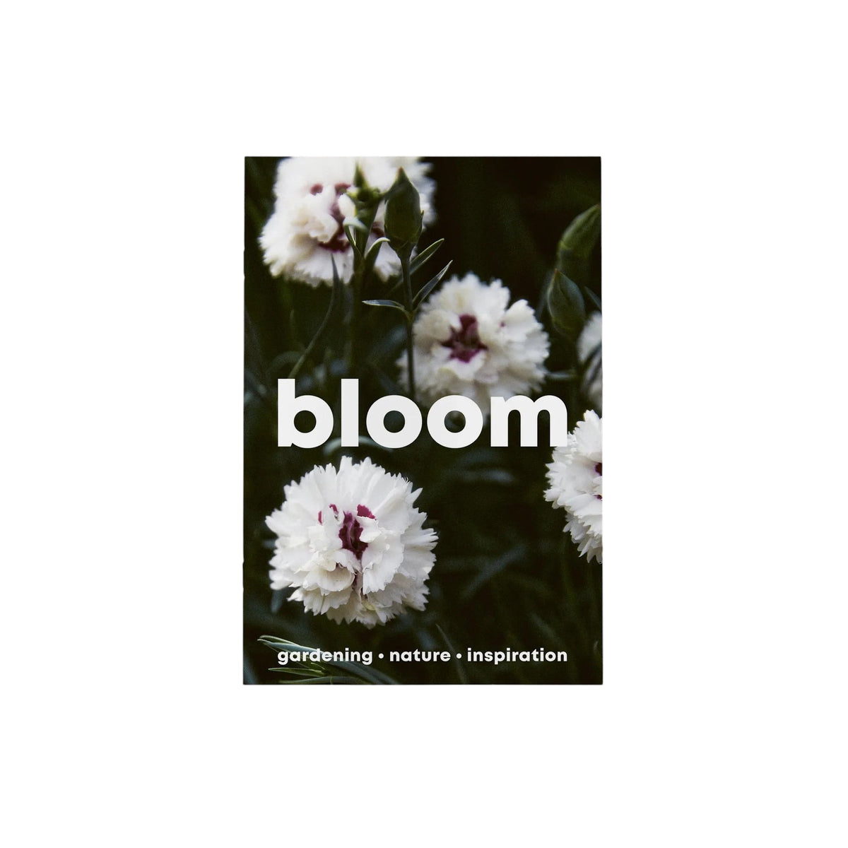 Forager Provisions LTD Bloom Zine Issue 14 featuring a floral cover with white carnations and gardening inspiration.