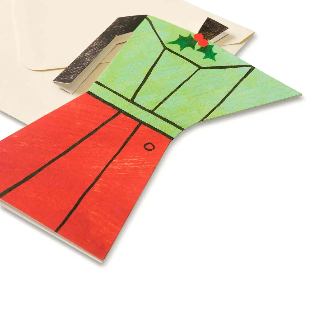 Forager Provisions LTD Christmas card featuring a festive green and red moka pot illustration with holly berries