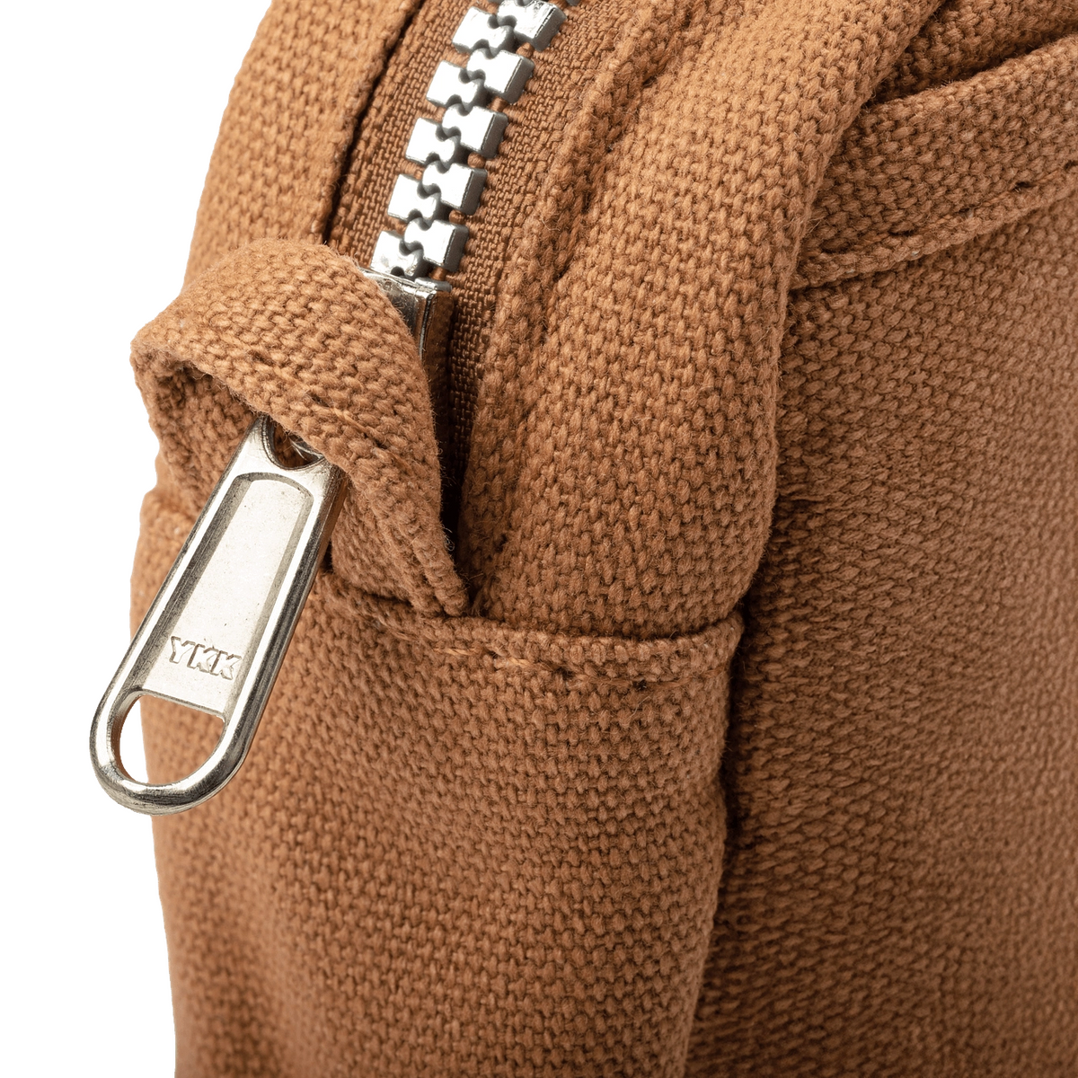 Forager Provisions LTD Soolla Studio cinnamon cotton canvas stationery pouch with a durable metal zipper detail.