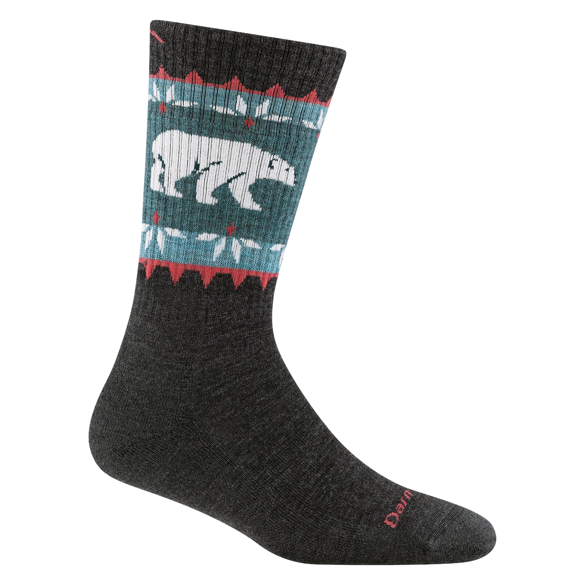 Forager Provisions LTD Darn Tough Vangrizzle midweight merino wool hiking socks in charcoal with polar bear motif