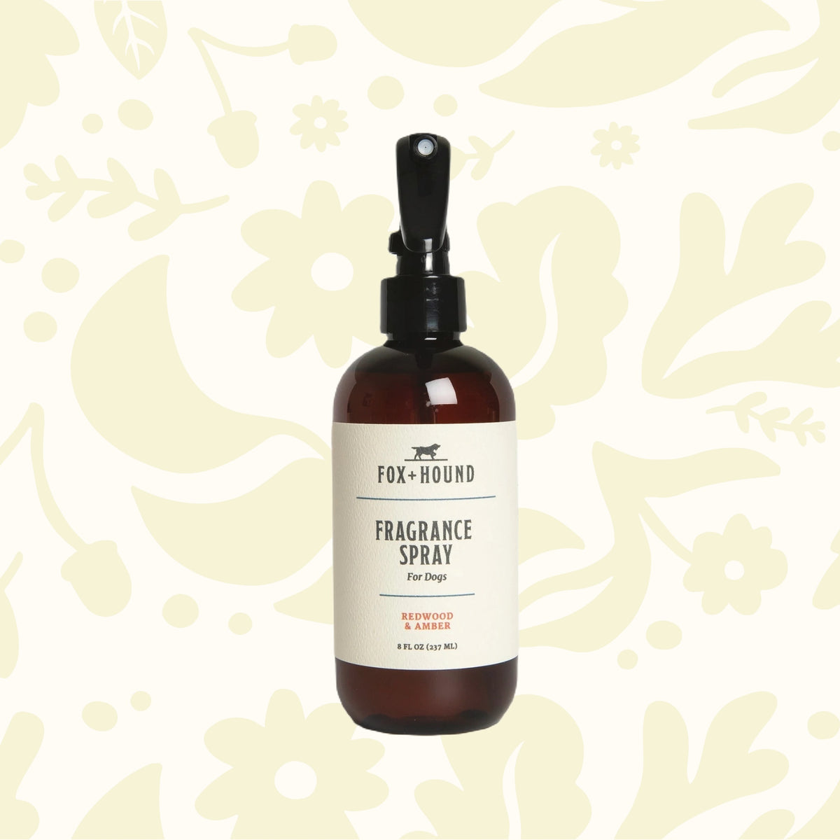 Forager Provisions LTD Fox + Hound dog fragrance spray in an 8 oz amber bottle with redwood and amber scent