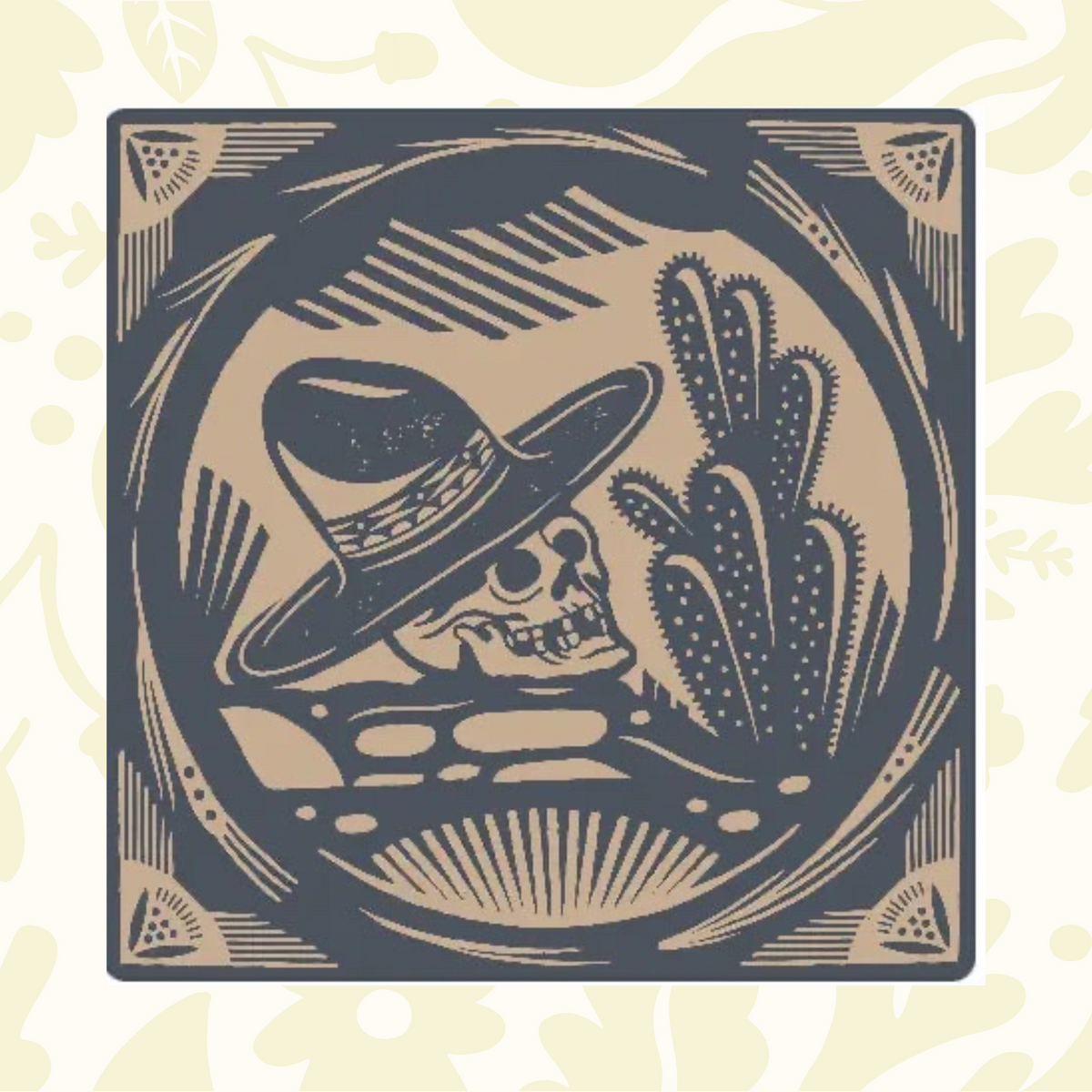 Forager Provisions LTD Bandits Bandanas El Rito Nights organic cotton bandana featuring a skull and cactus design.