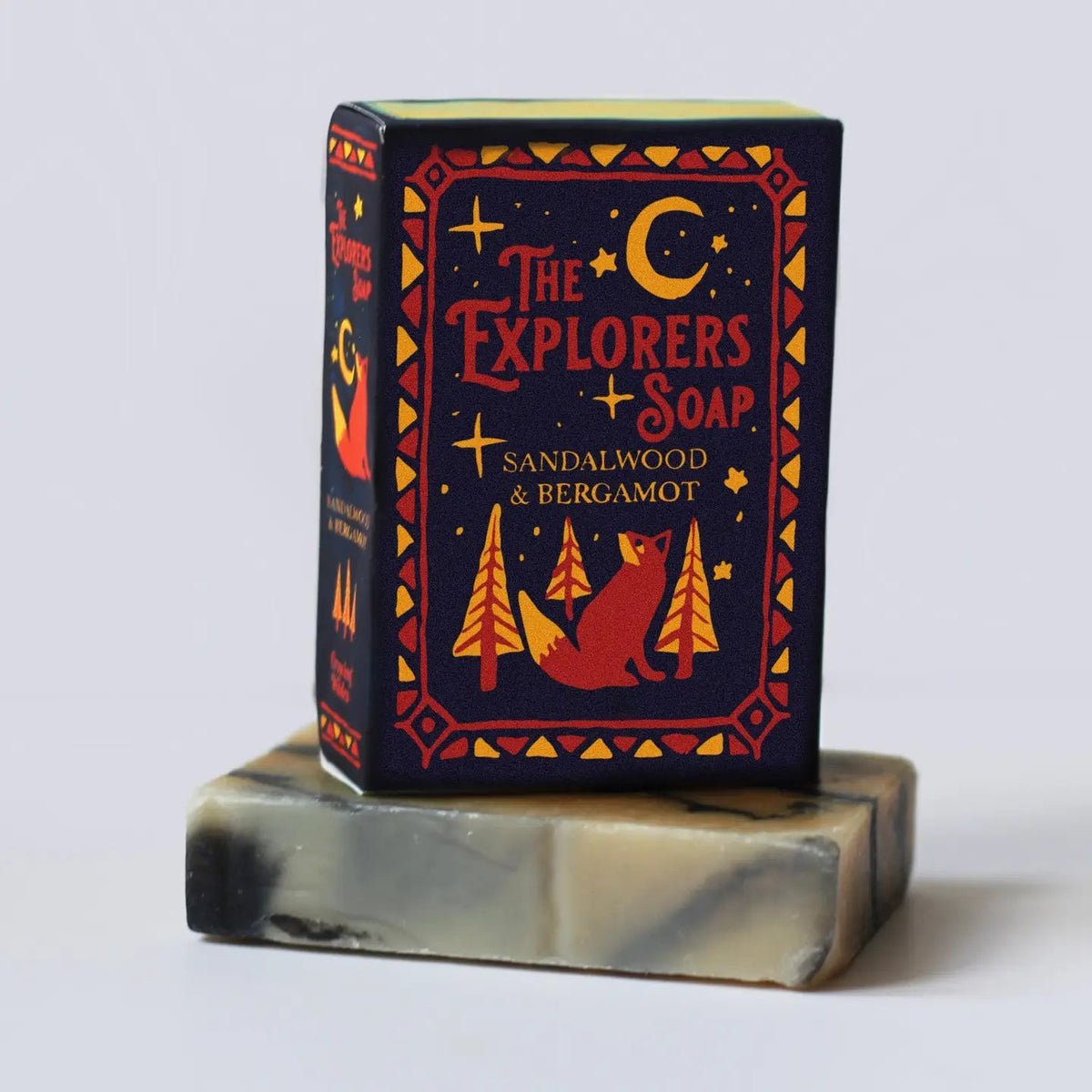 Forager Provisions LTD Growing Wilder The Explorers Soap bar with sandalwood and bergamot in illustrated packaging.
