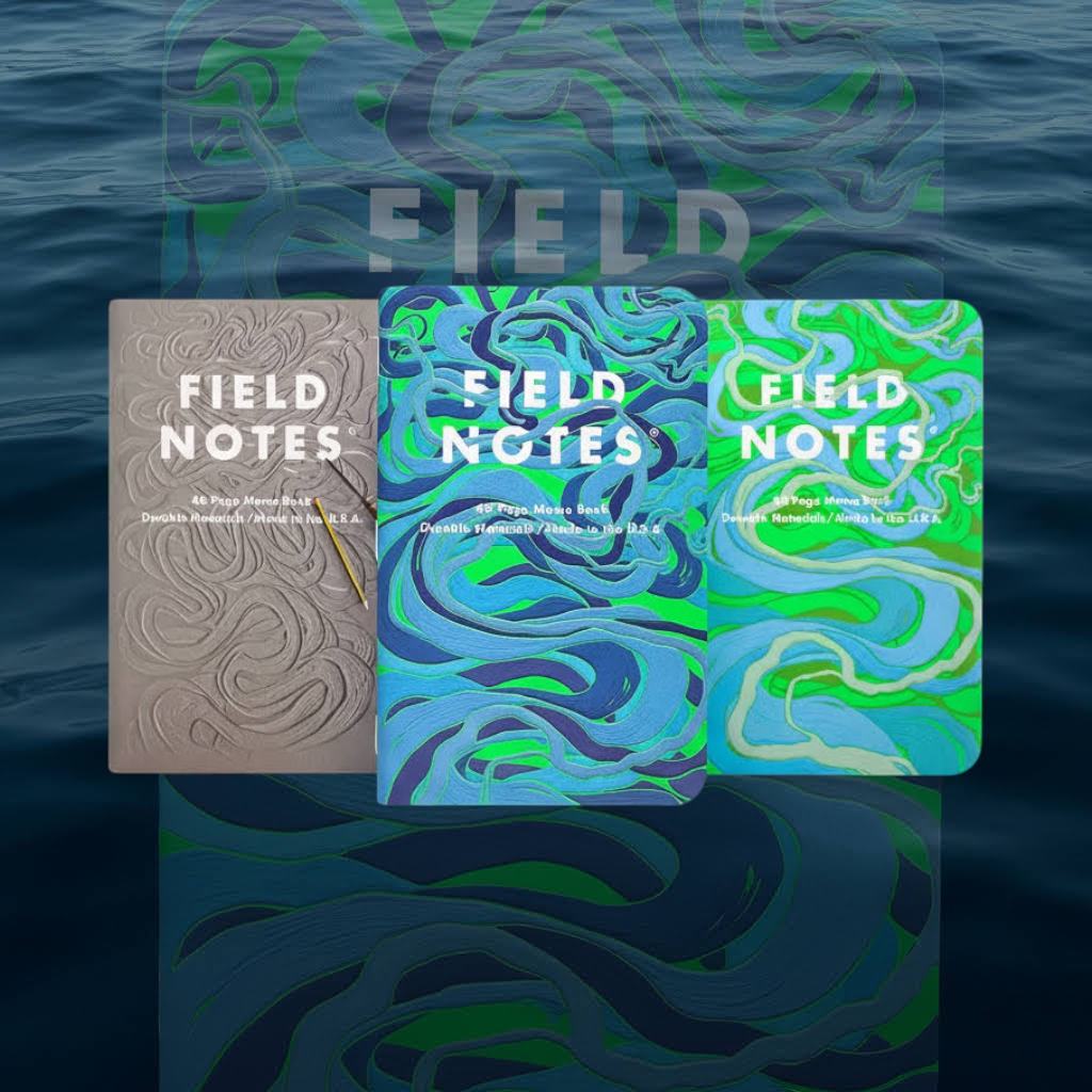 Forager Provisions LTD Field Notes Is The River Alive? 3-pack of pocket notebooks with river-themed graphic covers.