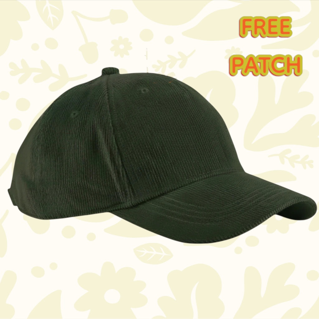 Forager Provisions LTD Forest Night green corduroy baseball cap with a structured fit and Earthaware fabric.