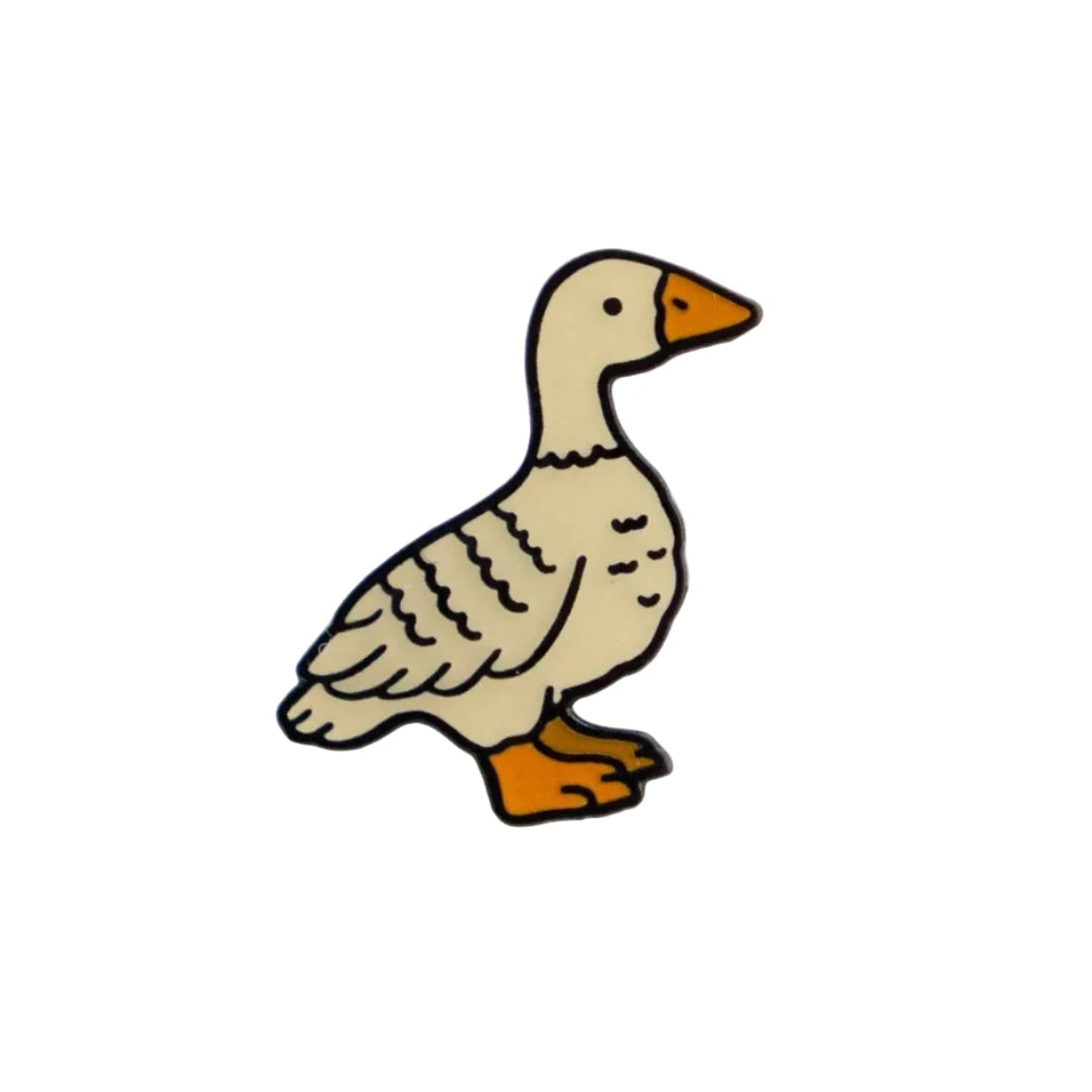 Forager Provisions LTD Stay Home Club Fowl enamel pin featuring a cream-coloured goose with orange beak and feet.