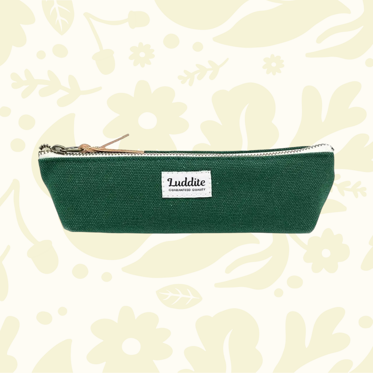 Forager Provisions LTD Luddite green boat-shaped pen case made from durable Kurashiki canvas and Okayama denim.