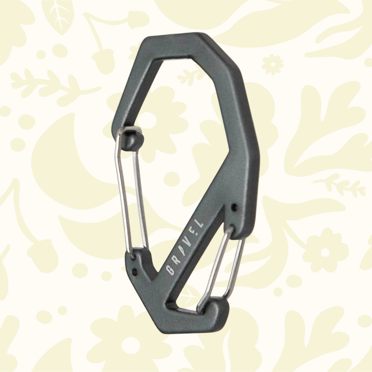 Forager Provisions LTD grey aluminum double gated carabiner for securing travel gear and keys