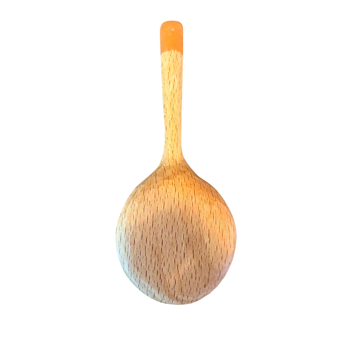 Forager Provisions LTD handmade wooden coffee scoop with an exclusive orange milk paint handle finish
