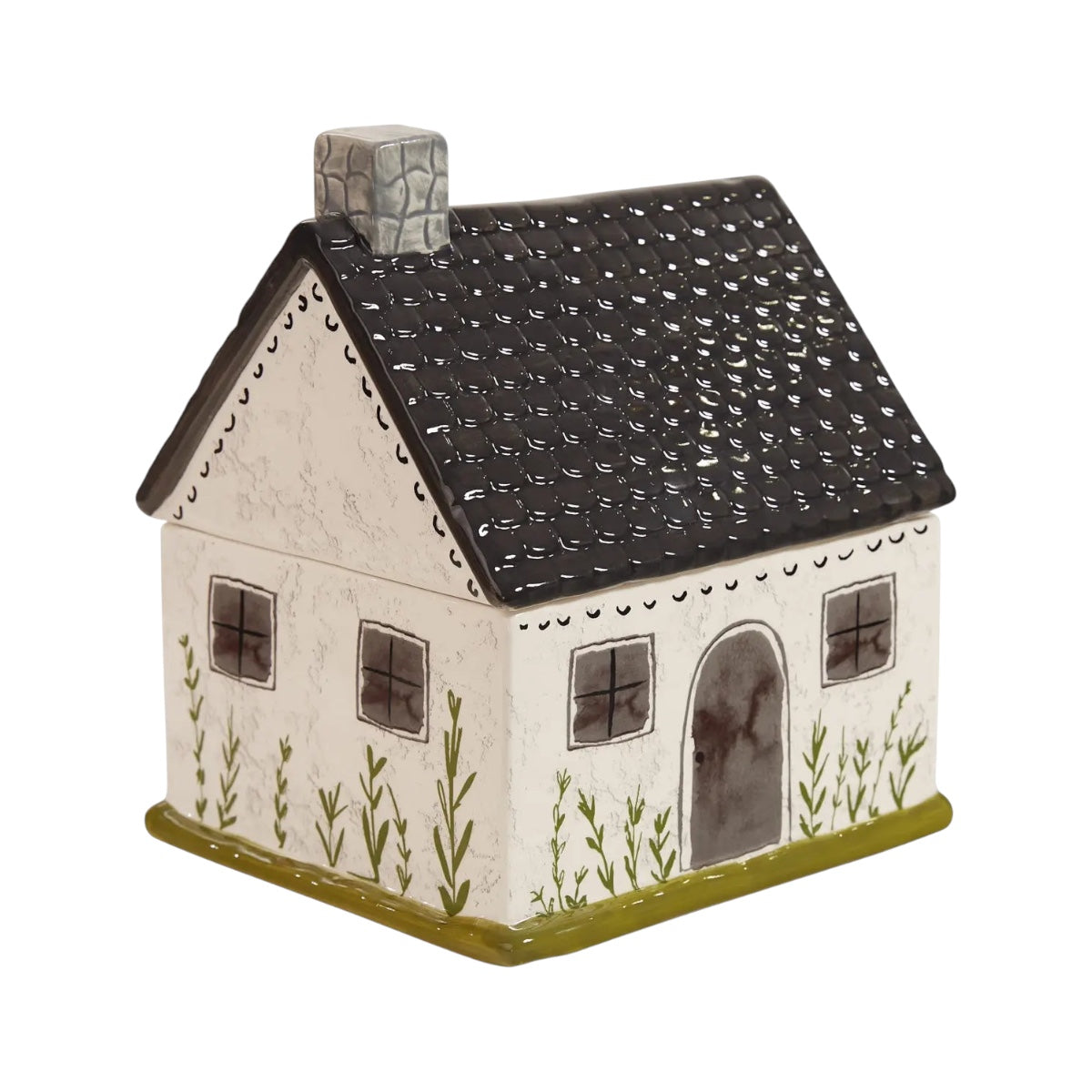 Forager Provisions LTD Park Designs dolomite cookie jar shaped like a rustic house with folk art details