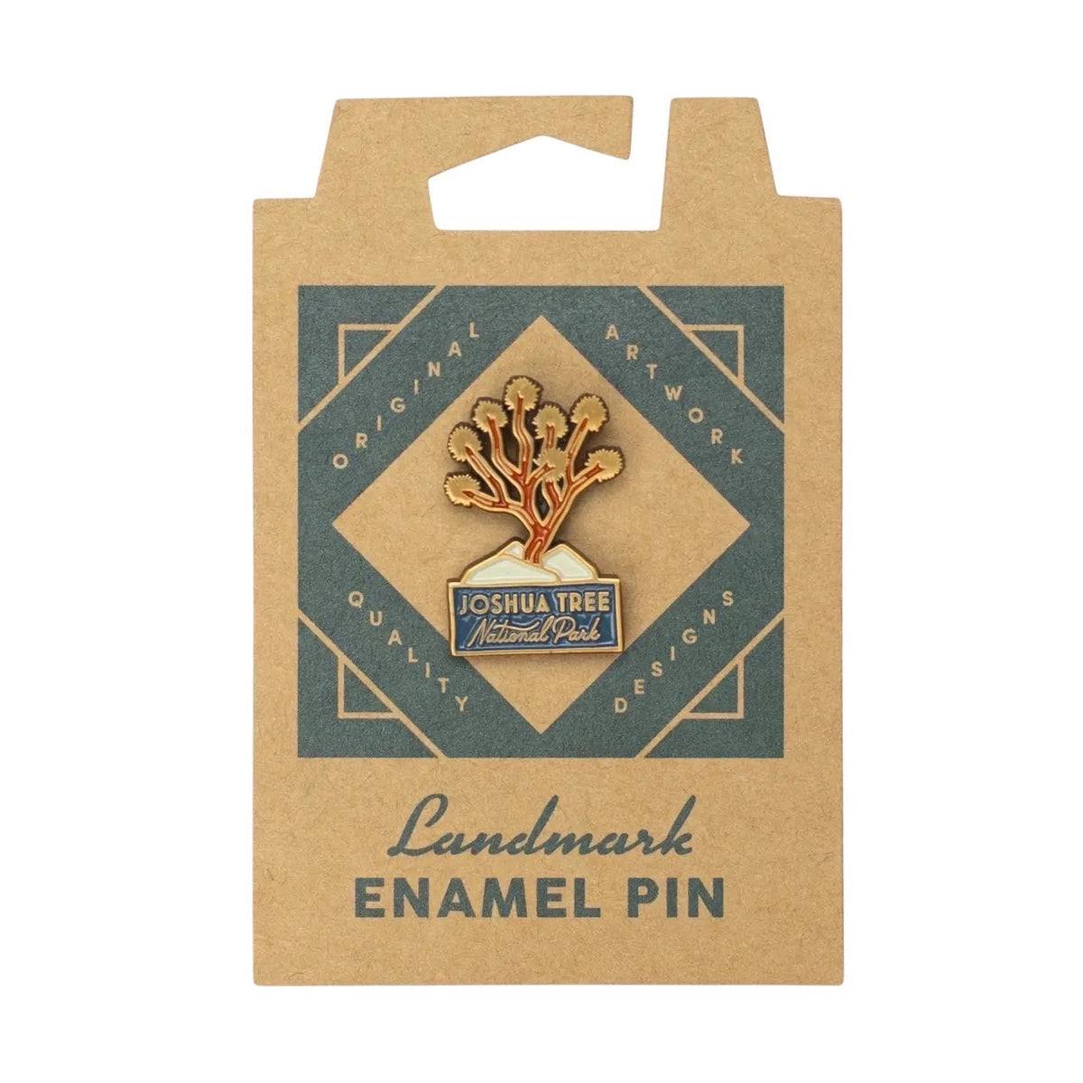 Forager Provisions LTD Joshua Tree enamel pin featuring a desert tree design on a branded cardboard display card.