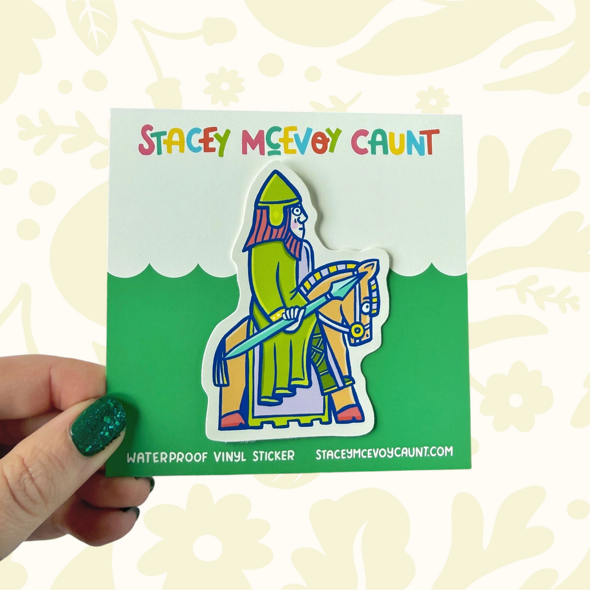 Forager Provisions LTD Stacey McEvoy Caunt Knight Lewis Chessmen vinyl sticker featuring a medieval knight on horseback