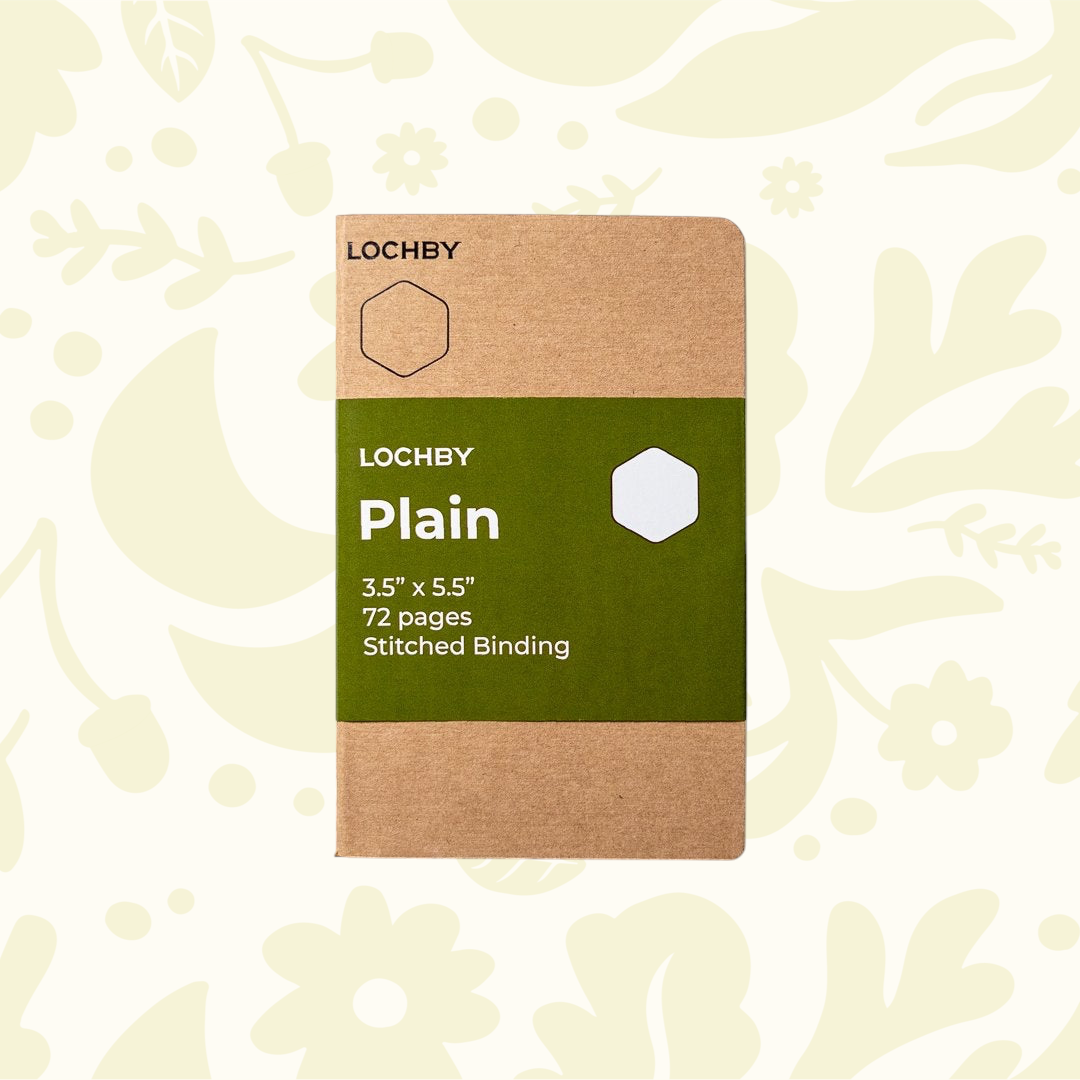 Forager Provisions LTD Lochby Tomoe River pocket notebook with plain pages and brown kraft cover on white background
