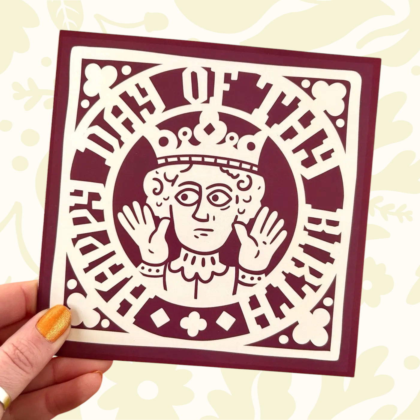 Forager Provisions LTD Medieval King birthday card with a maroon and cream illustration of a king on recycled cardstock