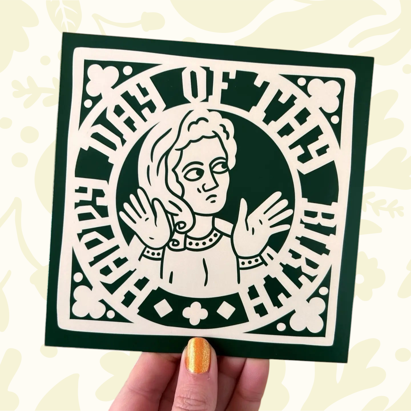 Forager Provisions LTD Medieval Maiden birthday card with green and cream illustration on recycled cardstock