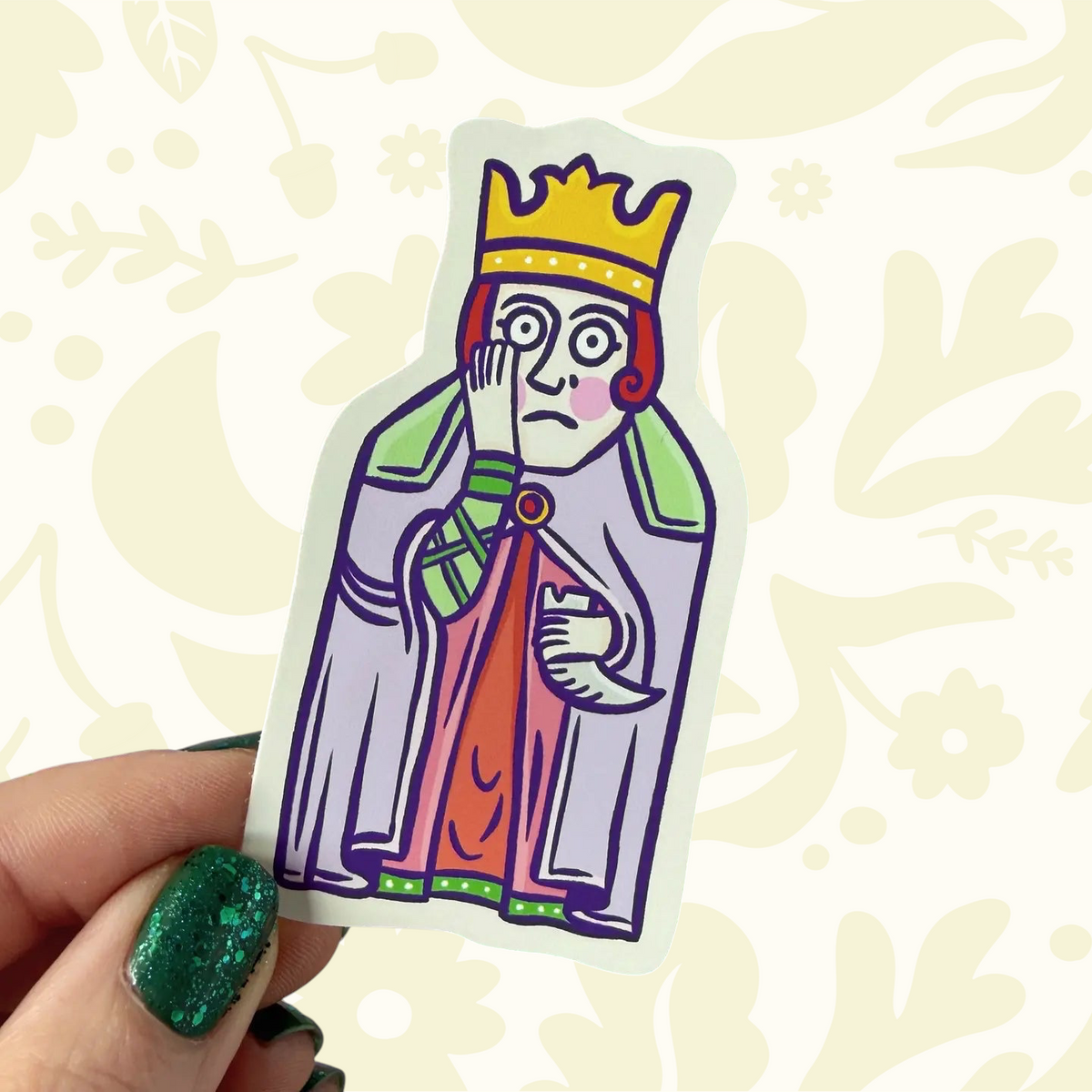 Forager Provisions LTD vinyl sticker featuring a modern, bold illustration of the medieval Lewis Chessmen queen.
