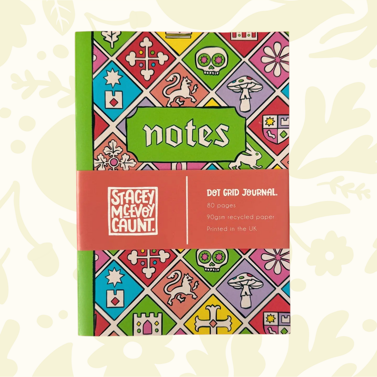 Forager Provisions LTD Stacey McEvoy Caunt A5 dot grid notebook with colorful medieval tile pattern cover
