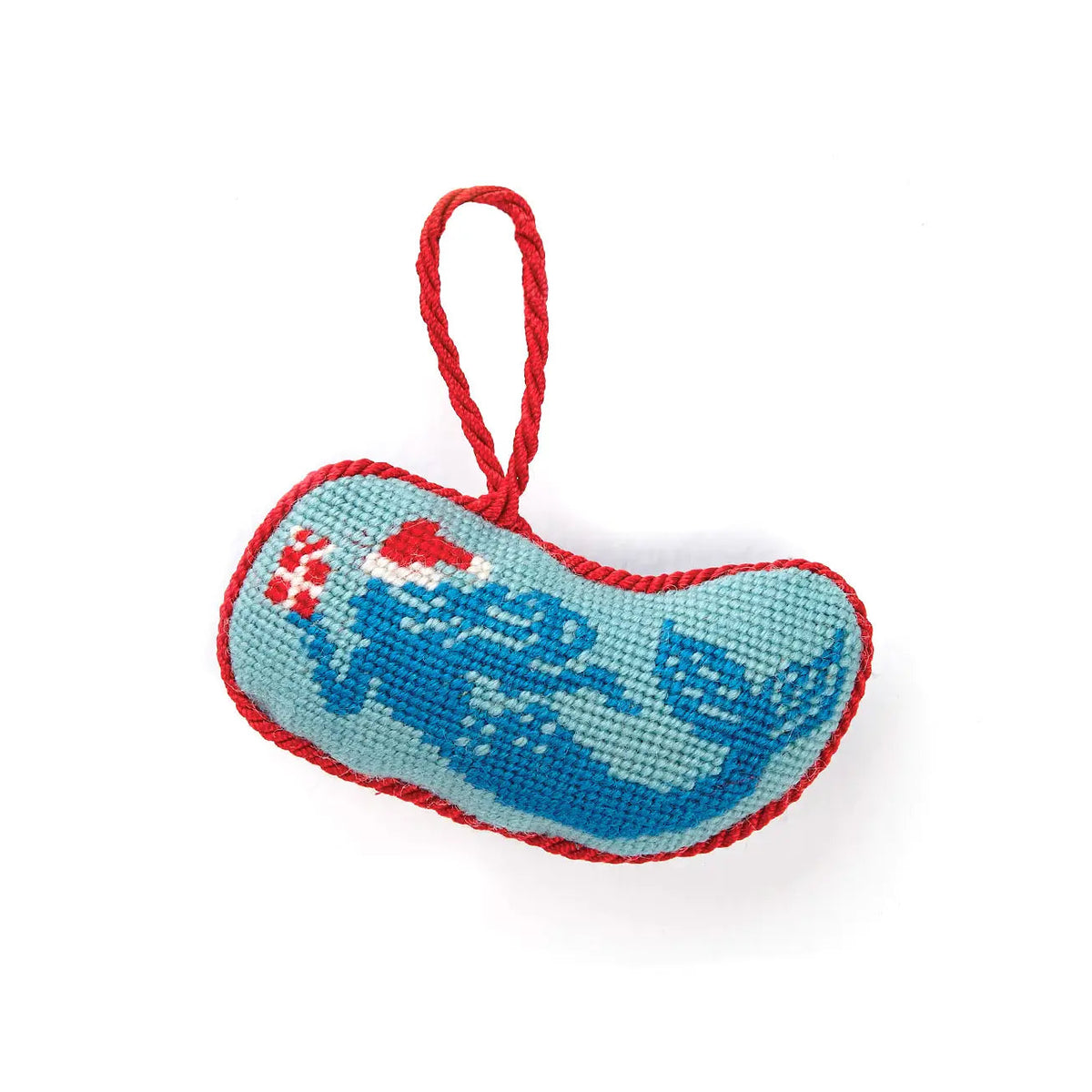 Forager Provisions LTD Peking Handicraft needlepoint mermaid Christmas ornament with a red hanging cord