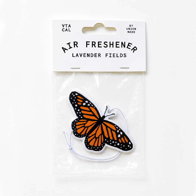 Forager Provisions LTD monarch butterfly air freshener with lavender fields scent in branded retail packaging