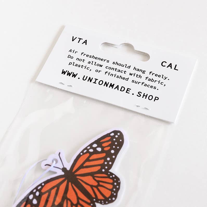 Forager Provisions LTD monarch butterfly air freshener with lavender scent in branded retail packaging