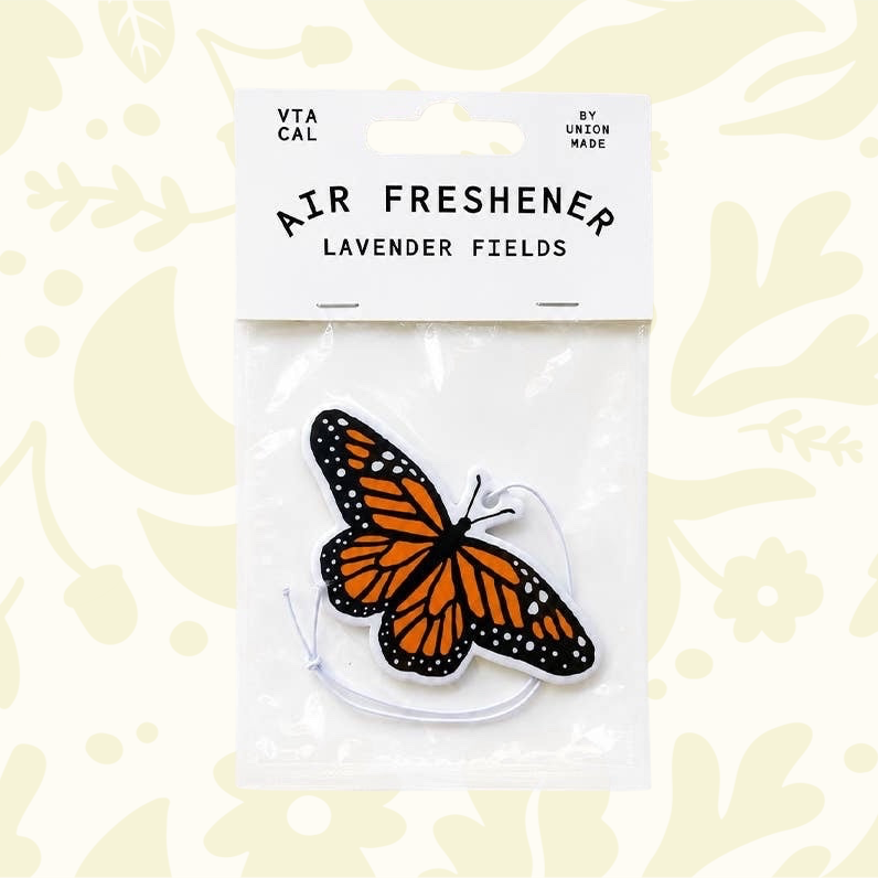 Forager Provisions LTD monarch butterfly air freshener with lavender scent in branded retail packaging