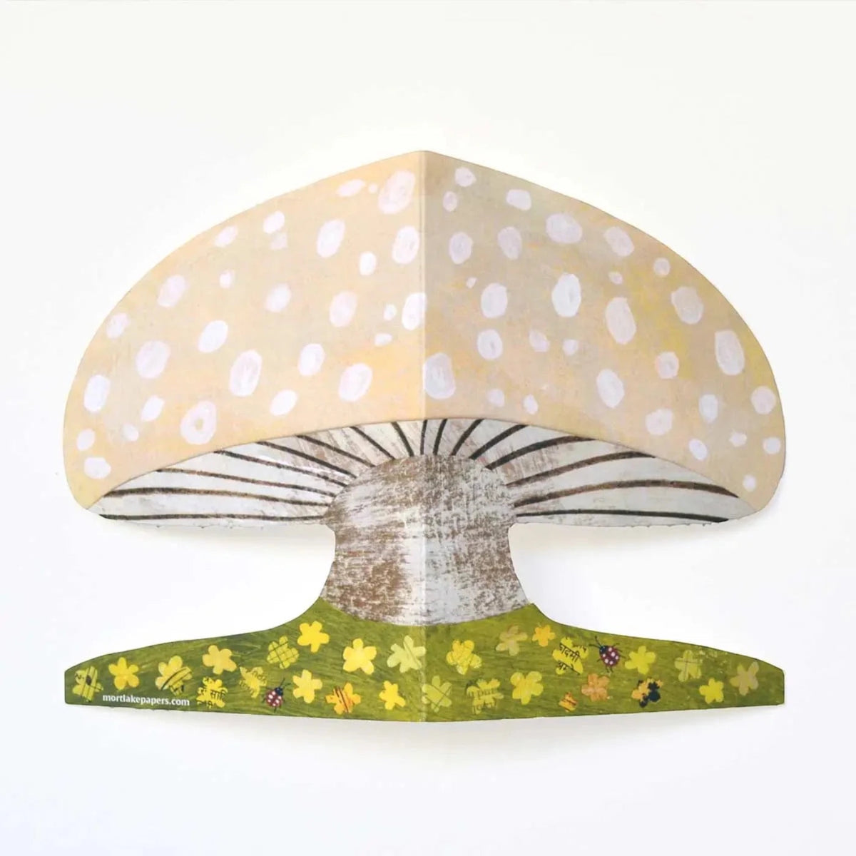 Forager Provisions LTD Mortlake Papers mushroom-shaped greeting card with a cream cap and floral base on white background