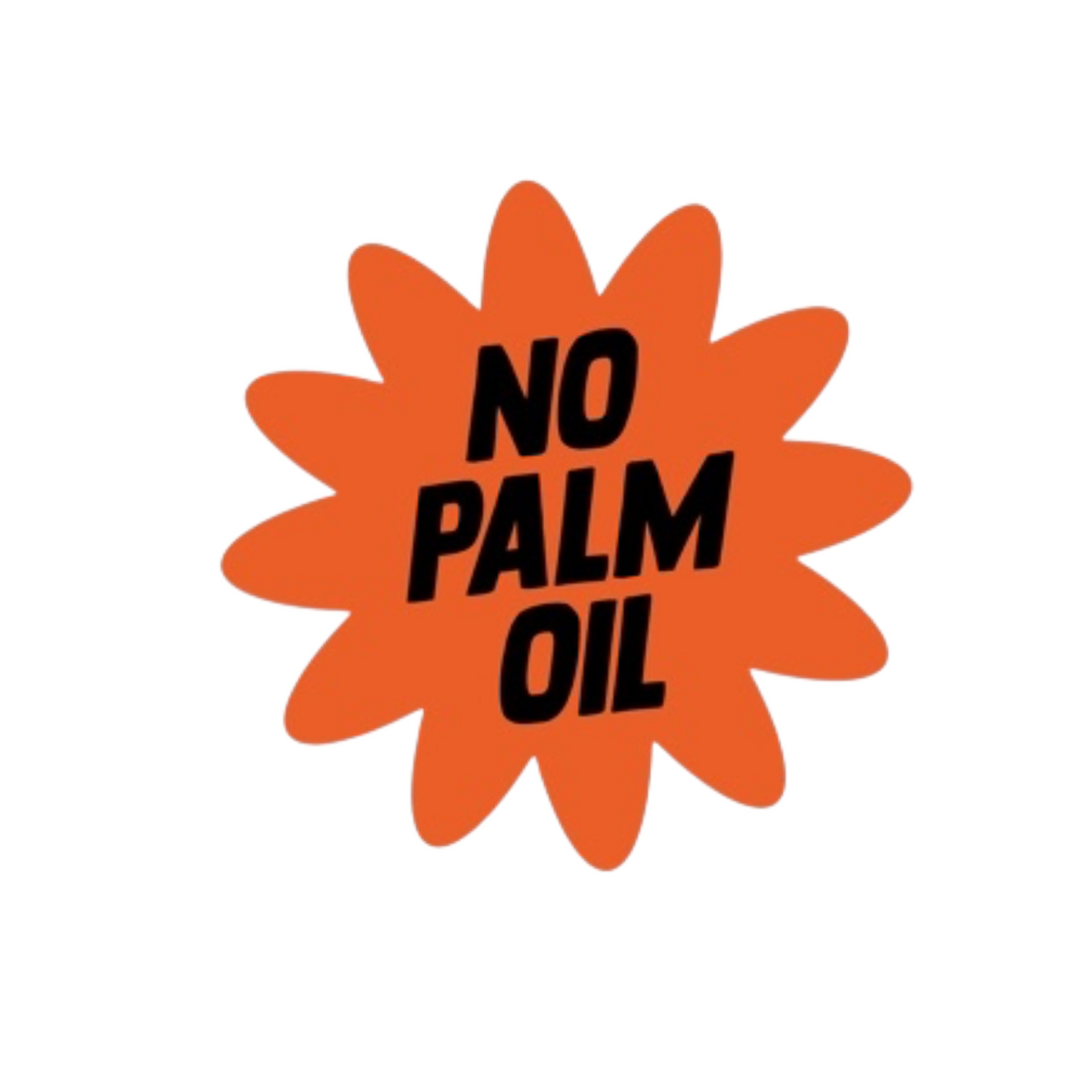 Forager Provisions LTD orange starburst label stating No Palm Oil in bold black text