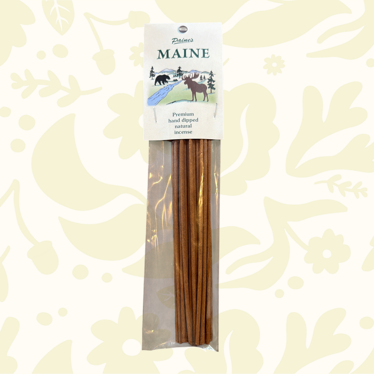 Forager Provisions LTD PAINE’S Maine incense sticks in clear packaging with a woodland illustration header card