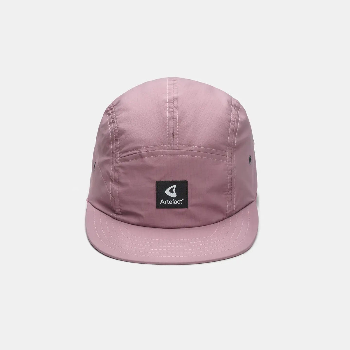Forager Provisions LTD Artefact Eco Cirrus 5-panel cap in pastel pink made from durable upcycled technical fabric.