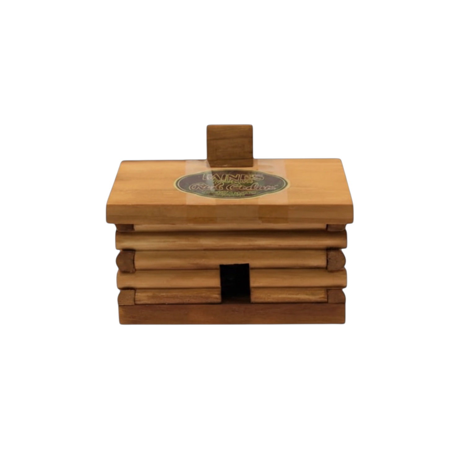 Paines Red Cedar 10 Incense Cones in Large Log Cabin box, flat wooden roof, perfect incense storage gift set.