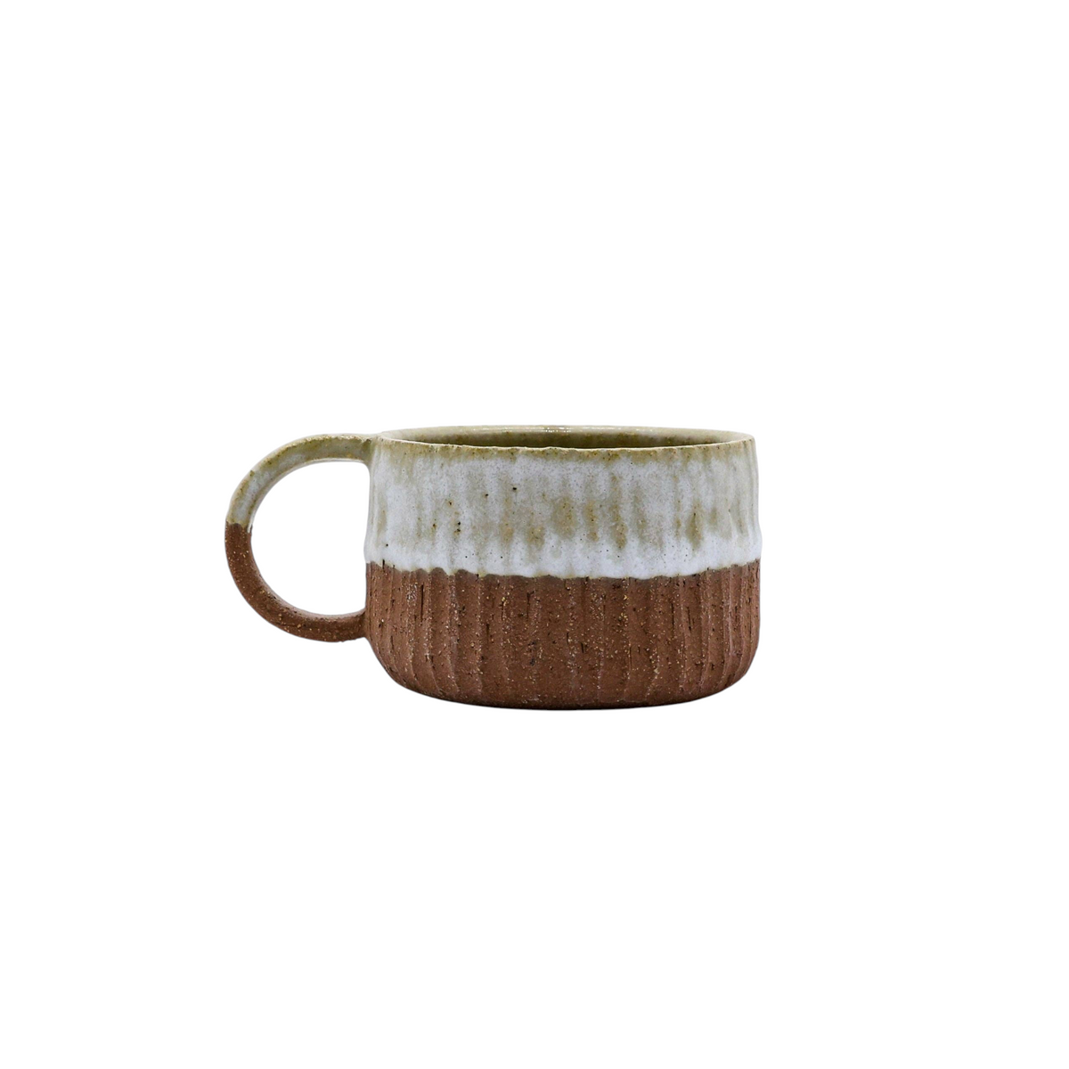 Forager Provisions LTD Ribera Bianca Arte handmade ceramic stoneware mug with a white glazed top and textured terra base.