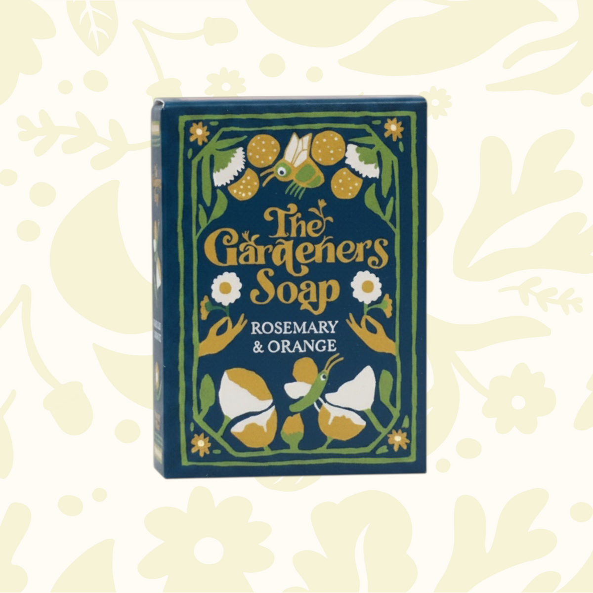 Forager Provisions LTD Growing Wilder rosemary and orange gardeners soap bar in a decorative blue illustrated box