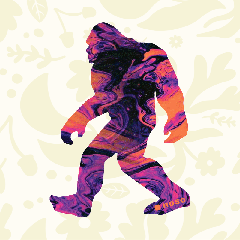 Forager Provisions LTD NoSo psychedelic tie-dye Sasquatch repair patch made of soft brushed polyester fabric.