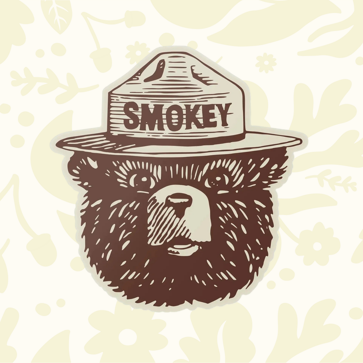 Forager Provisions LTD Smokey Bear face magnet featuring a classic brown illustration of Smokey wearing his hat.