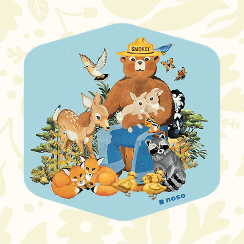 Forager Provisions LTD Smokey Bear Forest Friends x NoSo waterproof polyester repair patch with woodland animal art