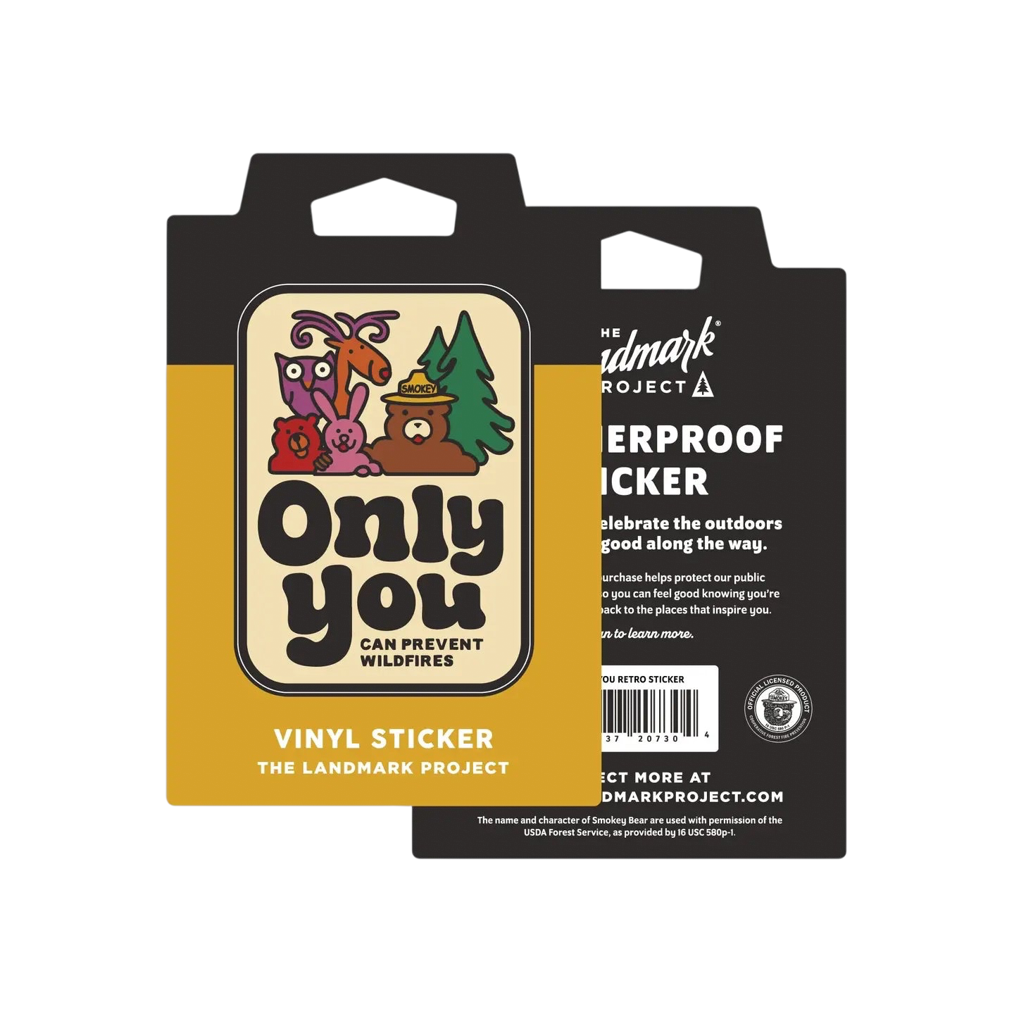 Forager Provisions LTD Smokey Bear Only You retro vinyl sticker with vintage forest animal illustration