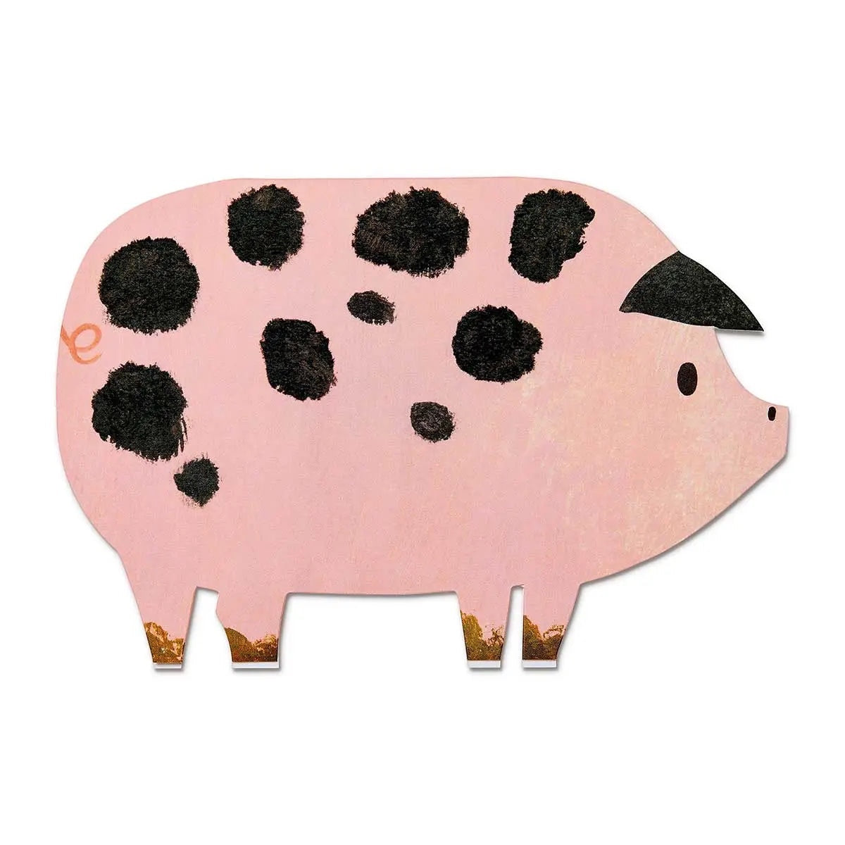 Forager Provisions LTD Mortlake Papers greeting card featuring a whimsical pink pig with black spots