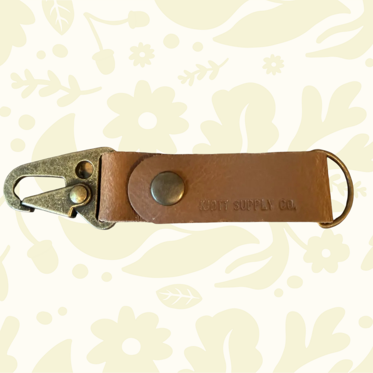 Kjøtt Forager Provisions Leather Key Fob, full-grain leather, metal clip, keyring—choose your 2026 color style.