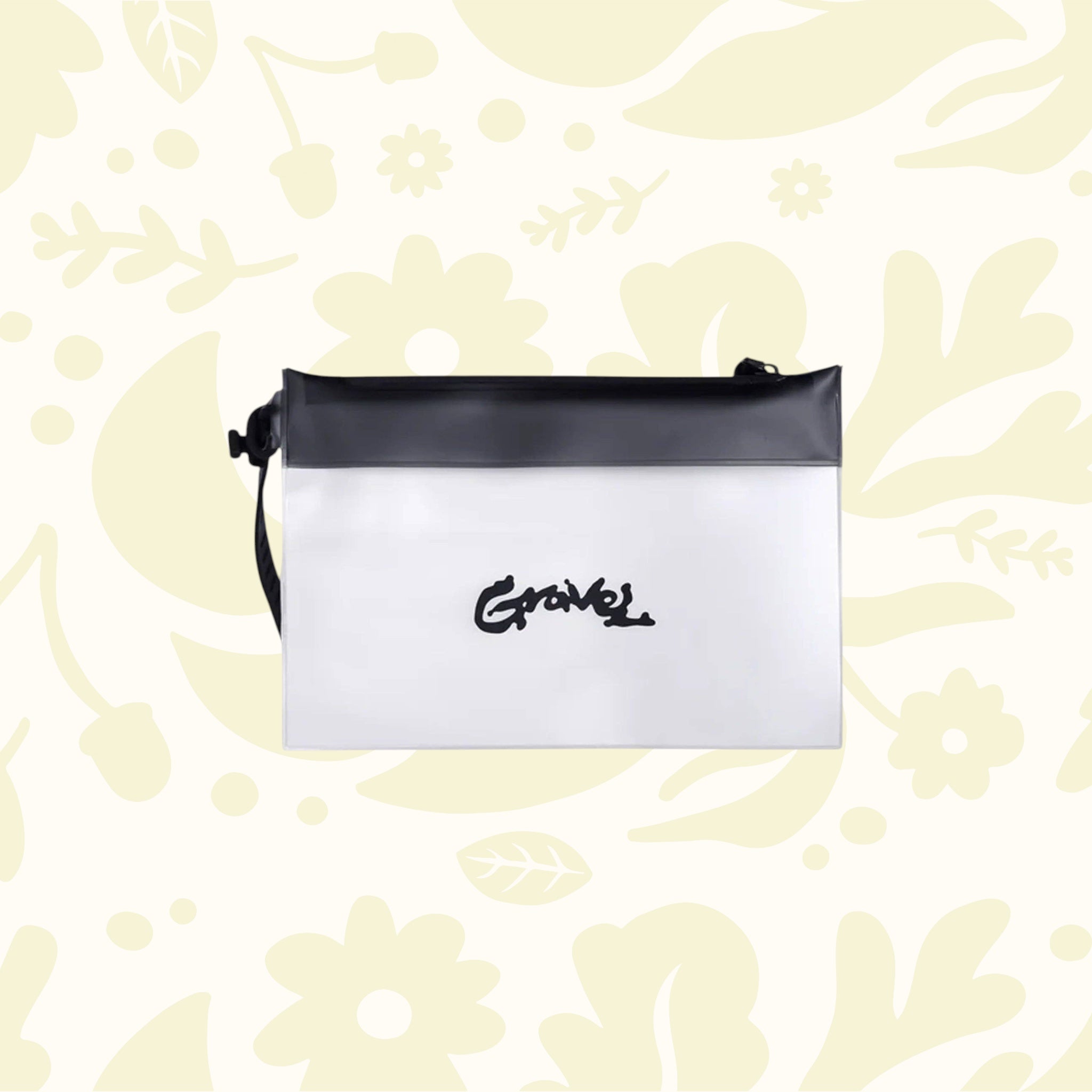 Forager Provisions LTD clear TSA-compliant toiletry bag with black trim and hang loop for travel