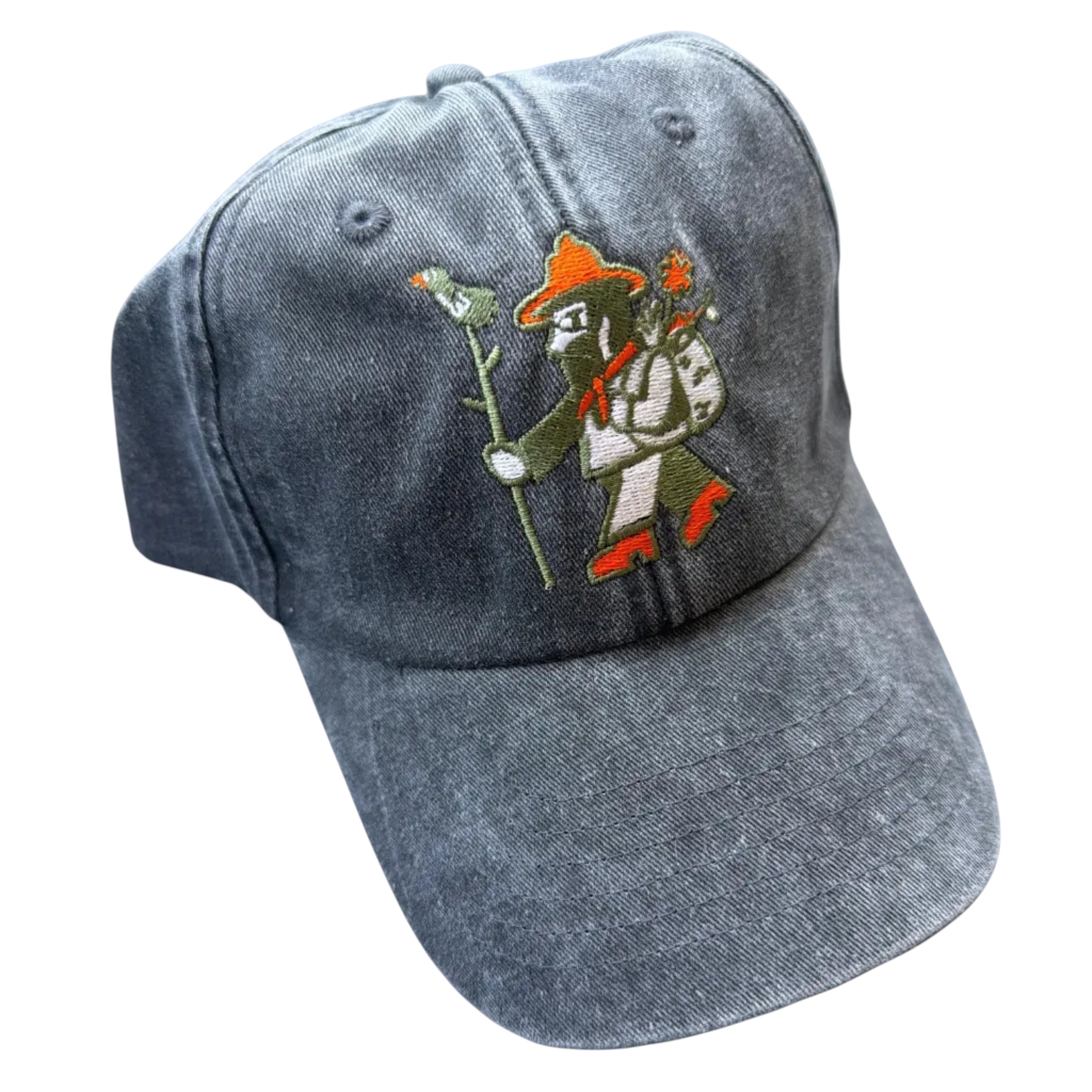 Forager Provisions LTD vintage panther black heavy washed cotton baseball cap with embroidered logo