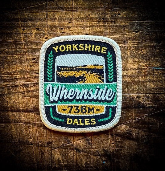 Forager Provisions LTD Whernside embroidered patch featuring a landscape illustration of the Yorkshire Dales peak.